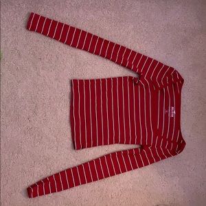 New Hollister long sleeve shirt red with stripes
